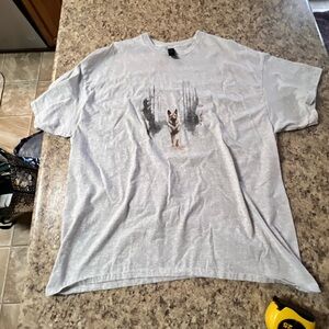 Gildan Gray German Shepherd Dog Forest tree Graphic Tee